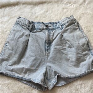 Express Light Wash Denim Pleated Shorts